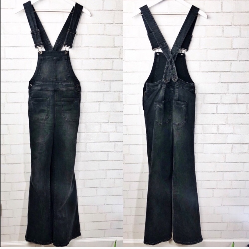 Free People Teague black faded overalls